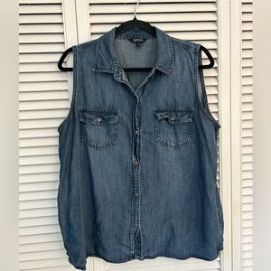 Buffalo David Bitton Blue Sleeveless Button-Down Shirt